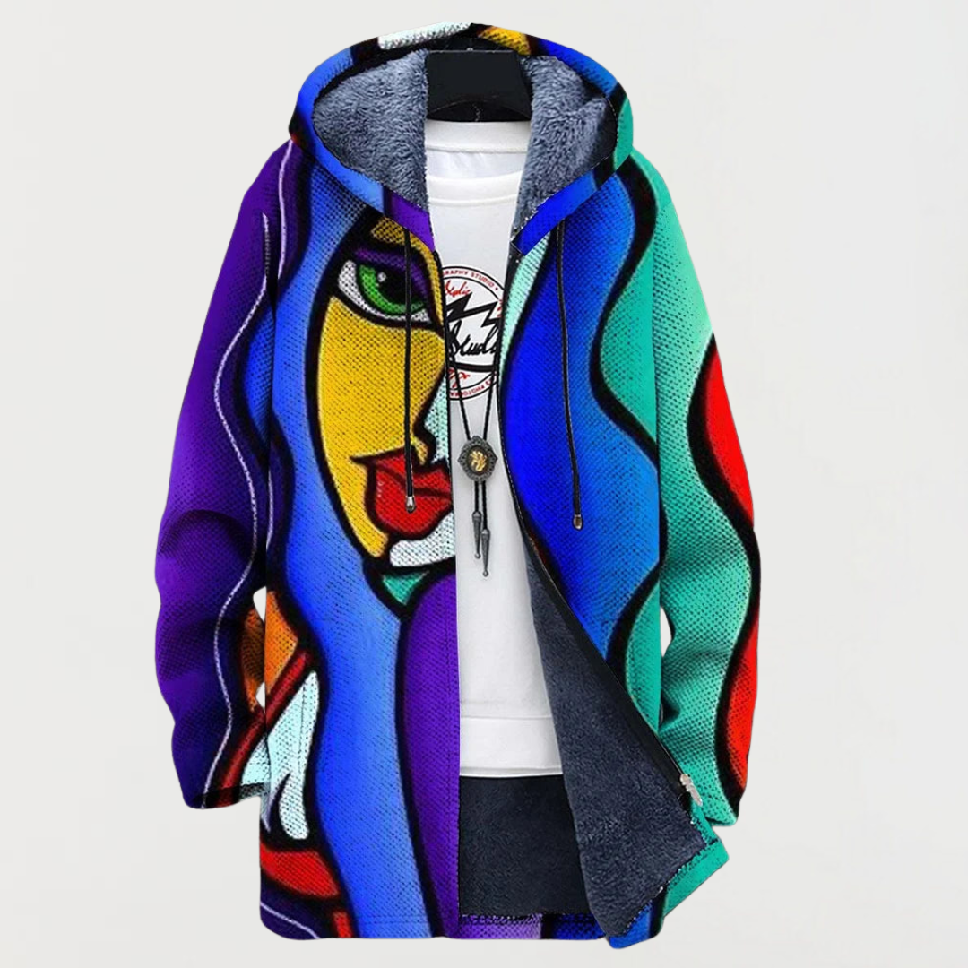 Colorful faux fur coat