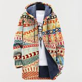 Coat with an ethnic pattern