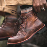 Retro-inspired round-toe boots