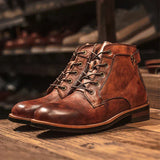 Retro-inspired round-toe boots