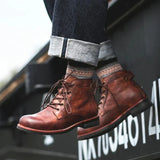 Retro-inspired round-toe boots