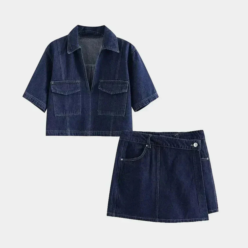 V-neck jeans set