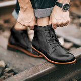 Retro-inspired round-toe boots