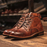 Retro-inspired round-toe boots