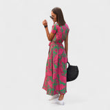 Pink Boho Chic Lily Print Dress