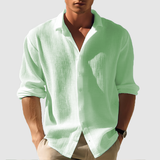 Button-down shirt with a curved hem