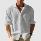 Button-down shirt with a curved hem