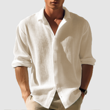 Button-down shirt with a curved hem