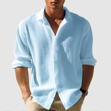Button-down shirt with a curved hem