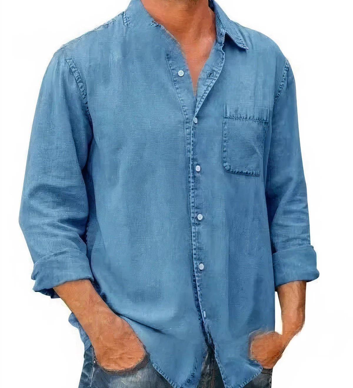 Long denim blend shirt