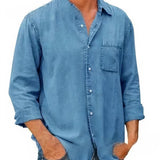 Long denim blend shirt