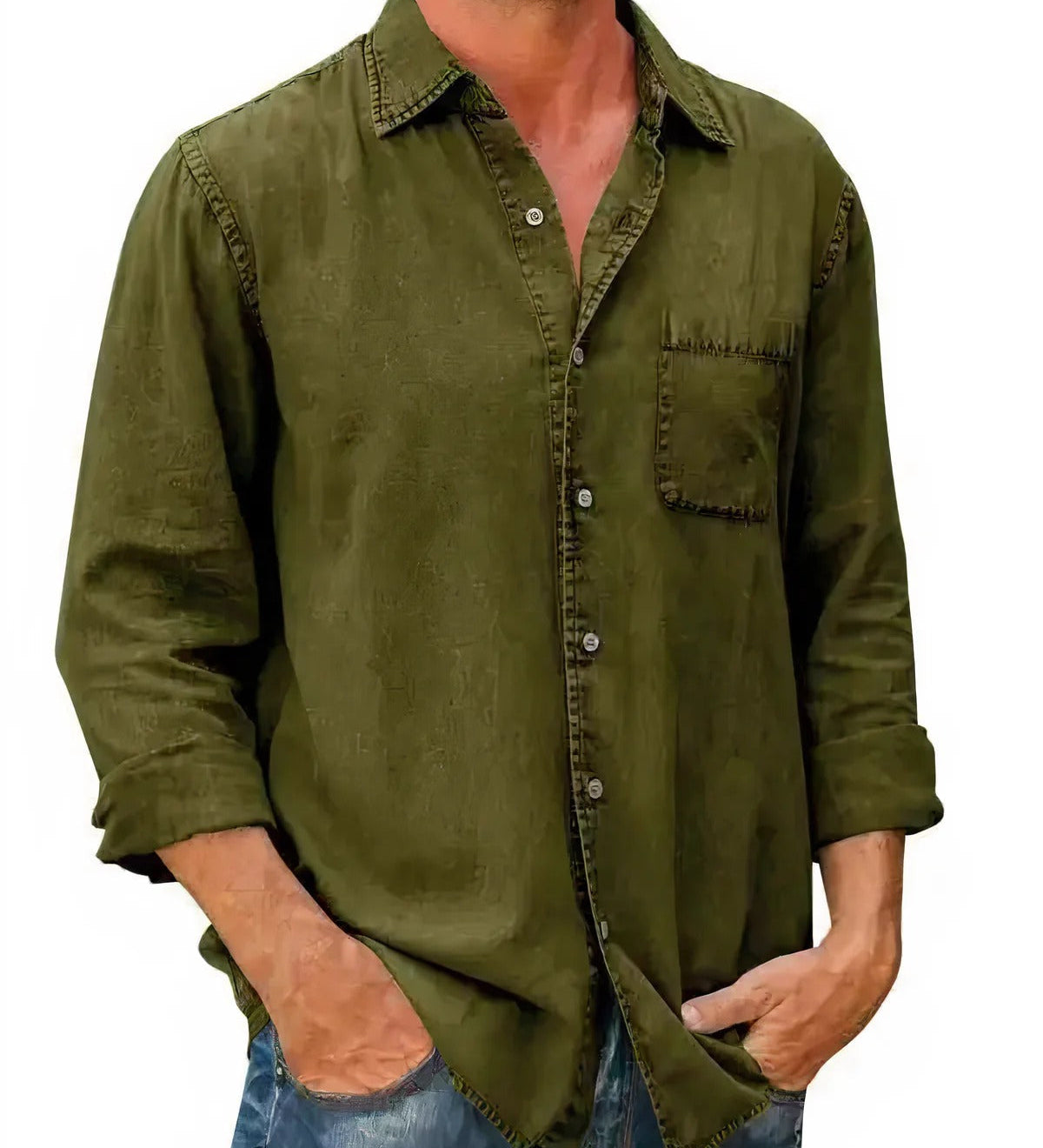 Long denim blend shirt