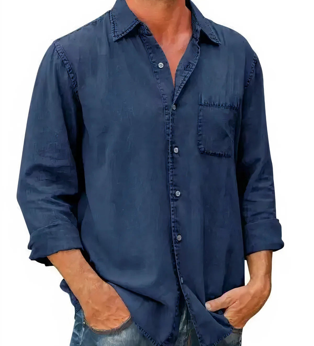 Long denim blend shirt
