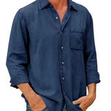 Long denim blend shirt