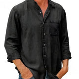 Long denim blend shirt