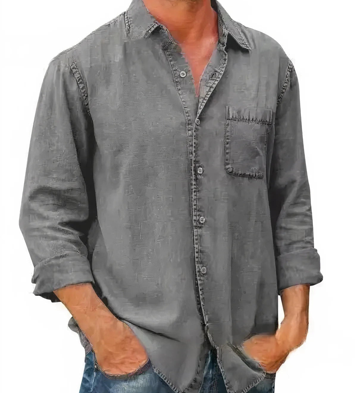 Long denim blend shirt