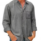Long denim blend shirt
