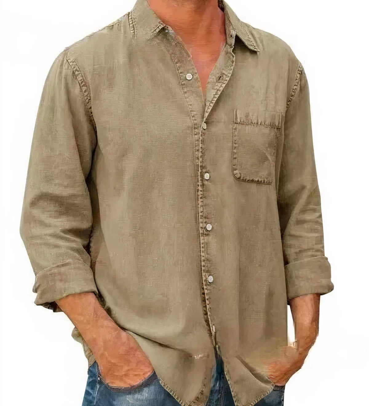 Long denim blend shirt