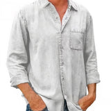 Long denim blend shirt
