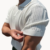 Mesh T-shirt with a relaxed collar