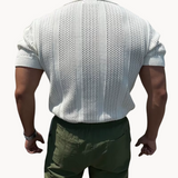 Mesh T-shirt with a relaxed collar