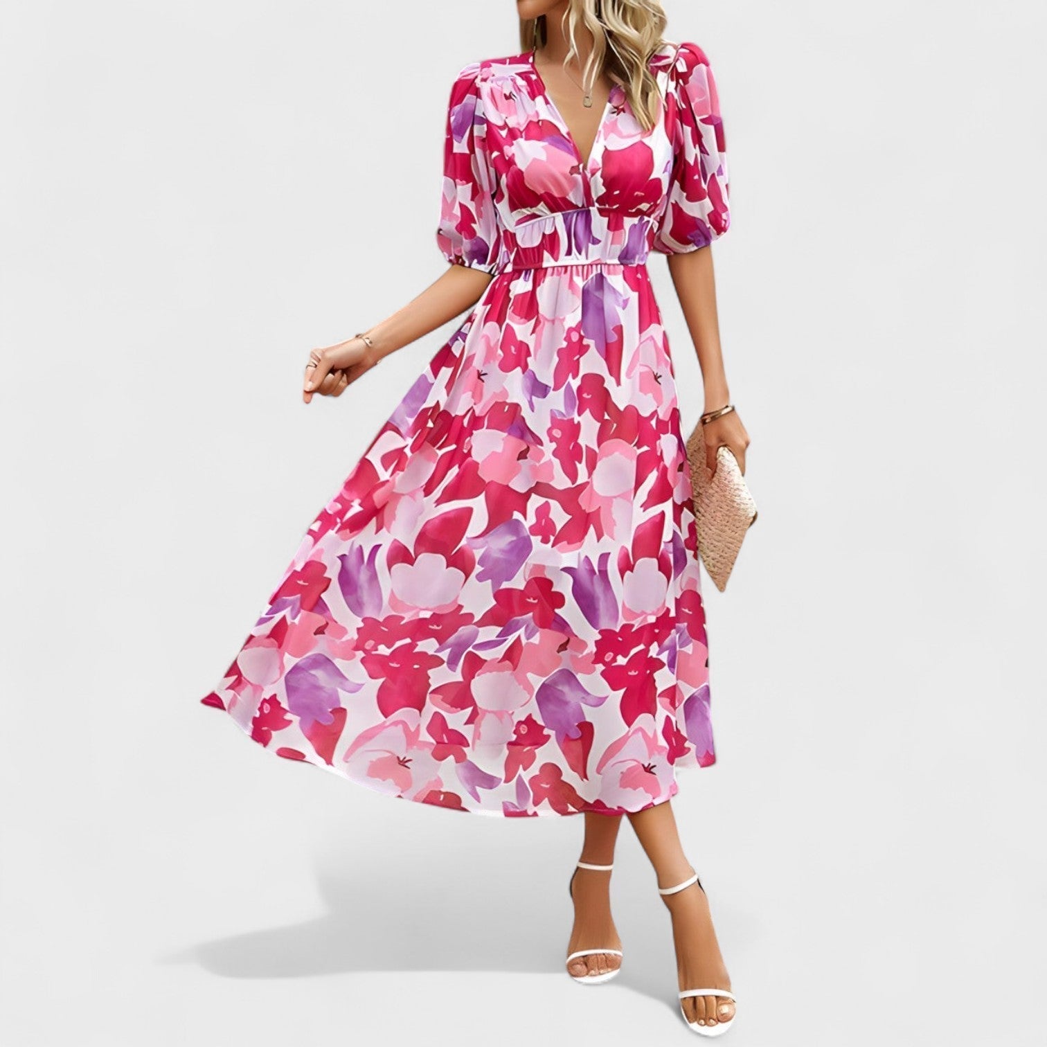 Elegantna Midi Haljina s Cvjetnim Uzorkom Clara
