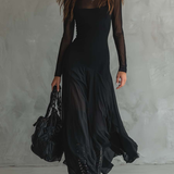Maxi dress made of light tulle, black