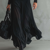 Maxi dress made of light tulle, black