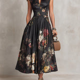 Elsa - Floral Pleated Midi Dress