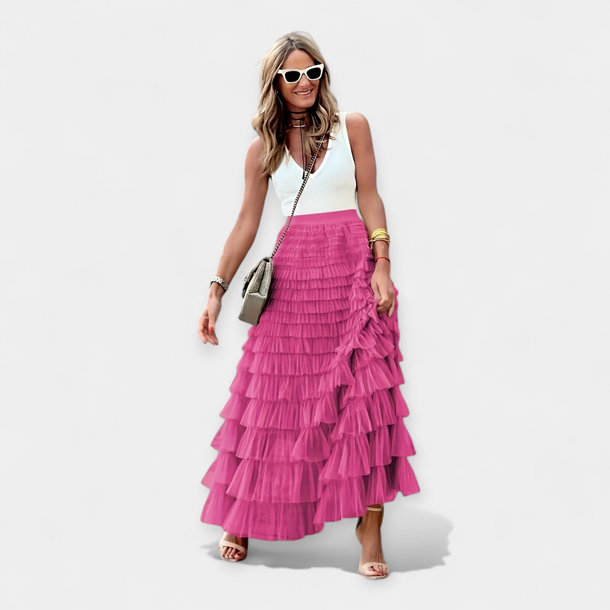 Boho skirt with satin finish