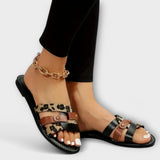 Jenevra - Leopard print cross-strap sandals