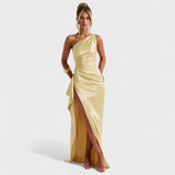 Asymmetric satin dress