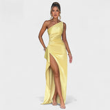 Asymmetric satin dress