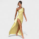 Asymmetrical satin dress