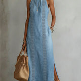 Denim Dress with Retro Lace Júlia