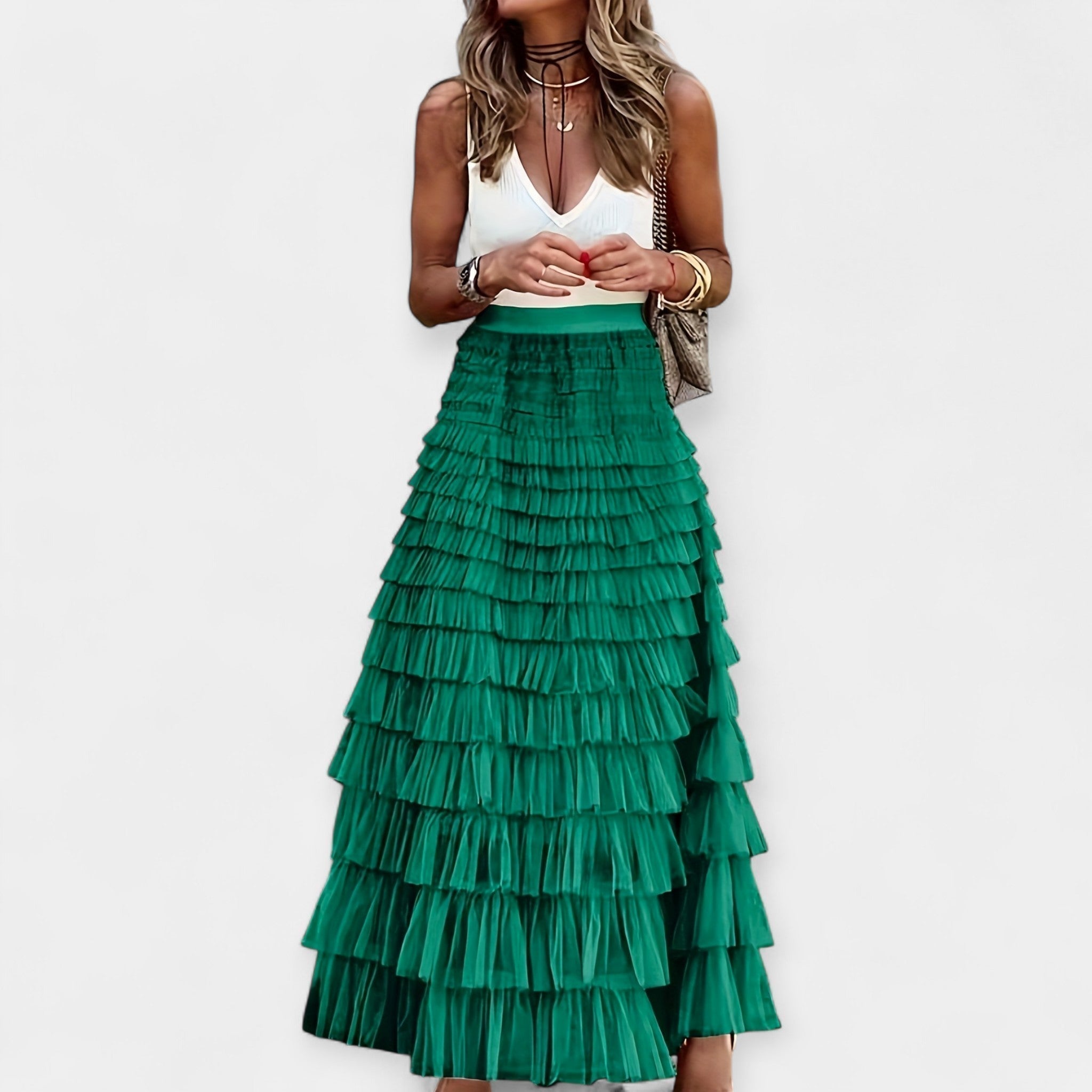 Boho skirt with satin finish