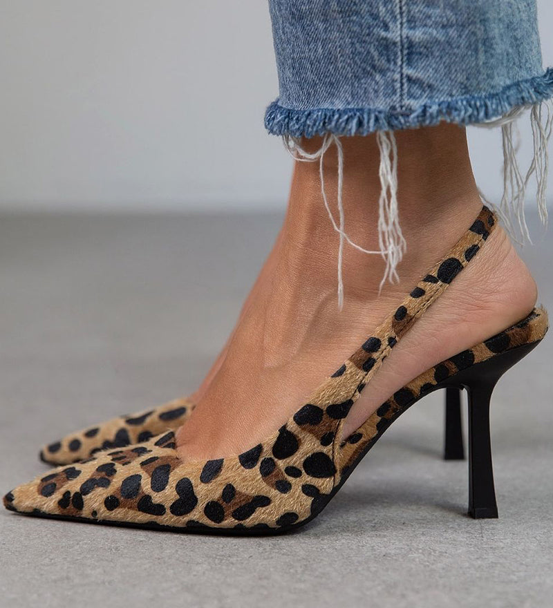 Kaki salonke s uzorkom leoparda i šiljastim vrhom