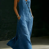 Long Denim Dress with Buttons