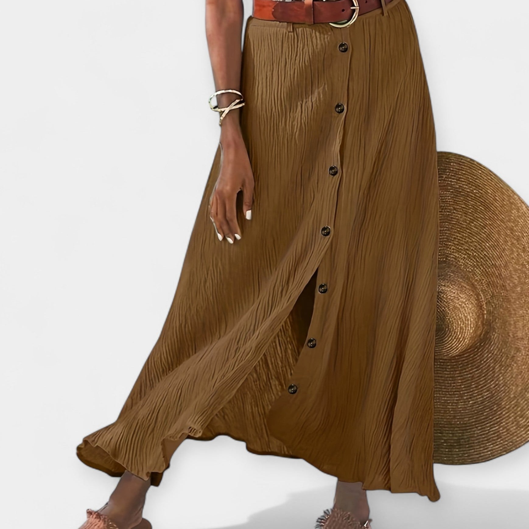 Long semi-sheer skirt with a slit