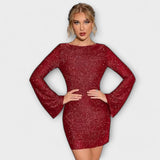 Sequined backless dress