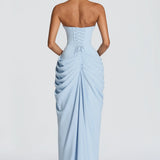 Long dress with ruffled details and a slit - Adriana