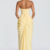 Long dress with ruffled details and a slit - Adriana