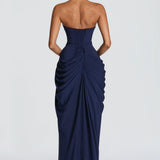 Long dress with ruffled details and a slit - Adriana