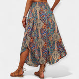 Midi skirt with floral print and high waist