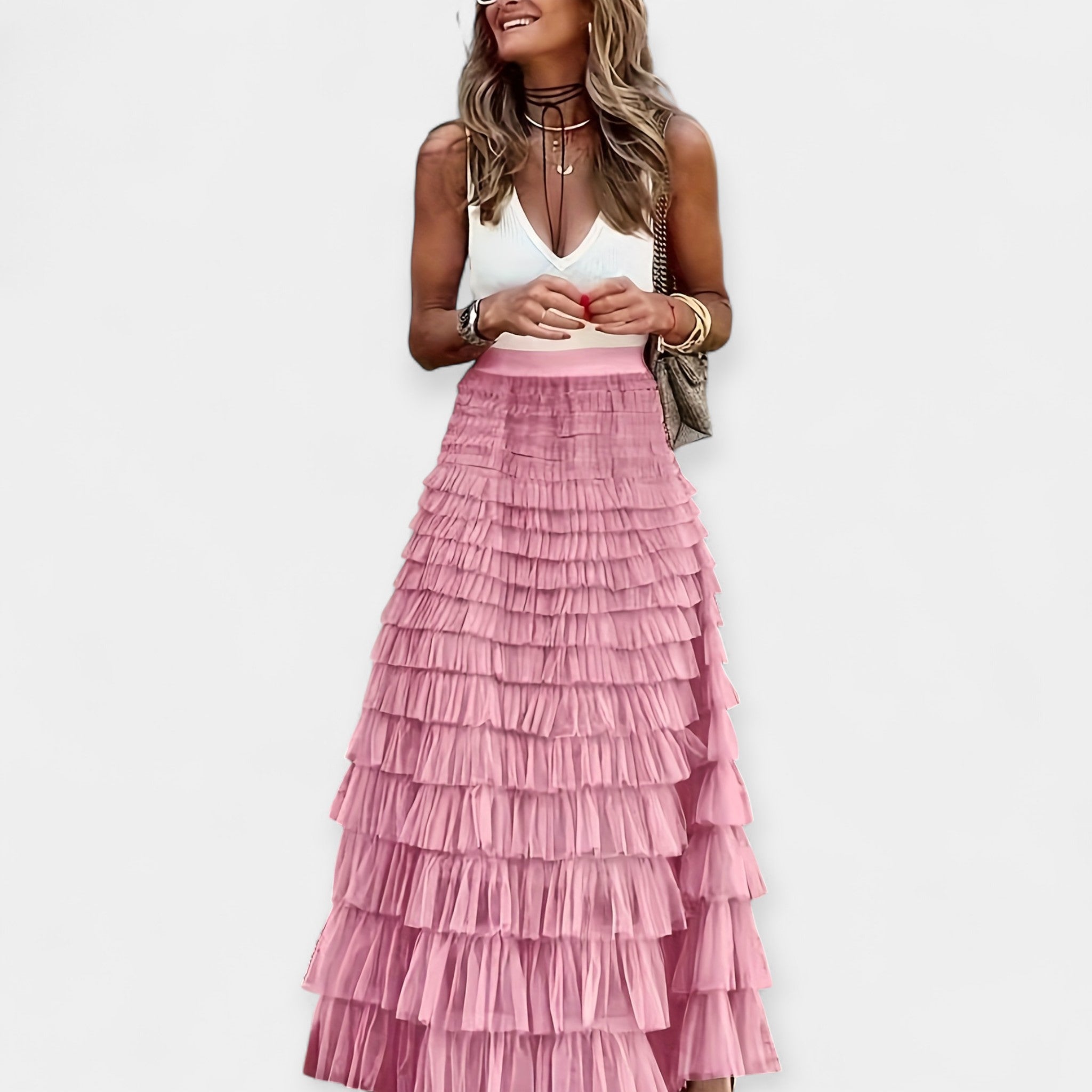 Boho skirt with satin finish