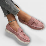 Women's beige moccasins with laces