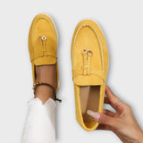 Women's beige moccasins with laces