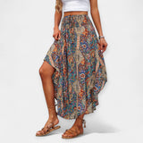 Midi skirt with floral print and high waist