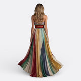 Lisa's long strapless dress