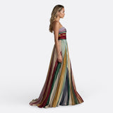 Lisa's long strapless dress